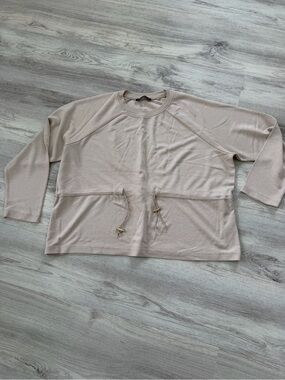 Women's Drawstring Waist Pullover Sweatshirt - Cream